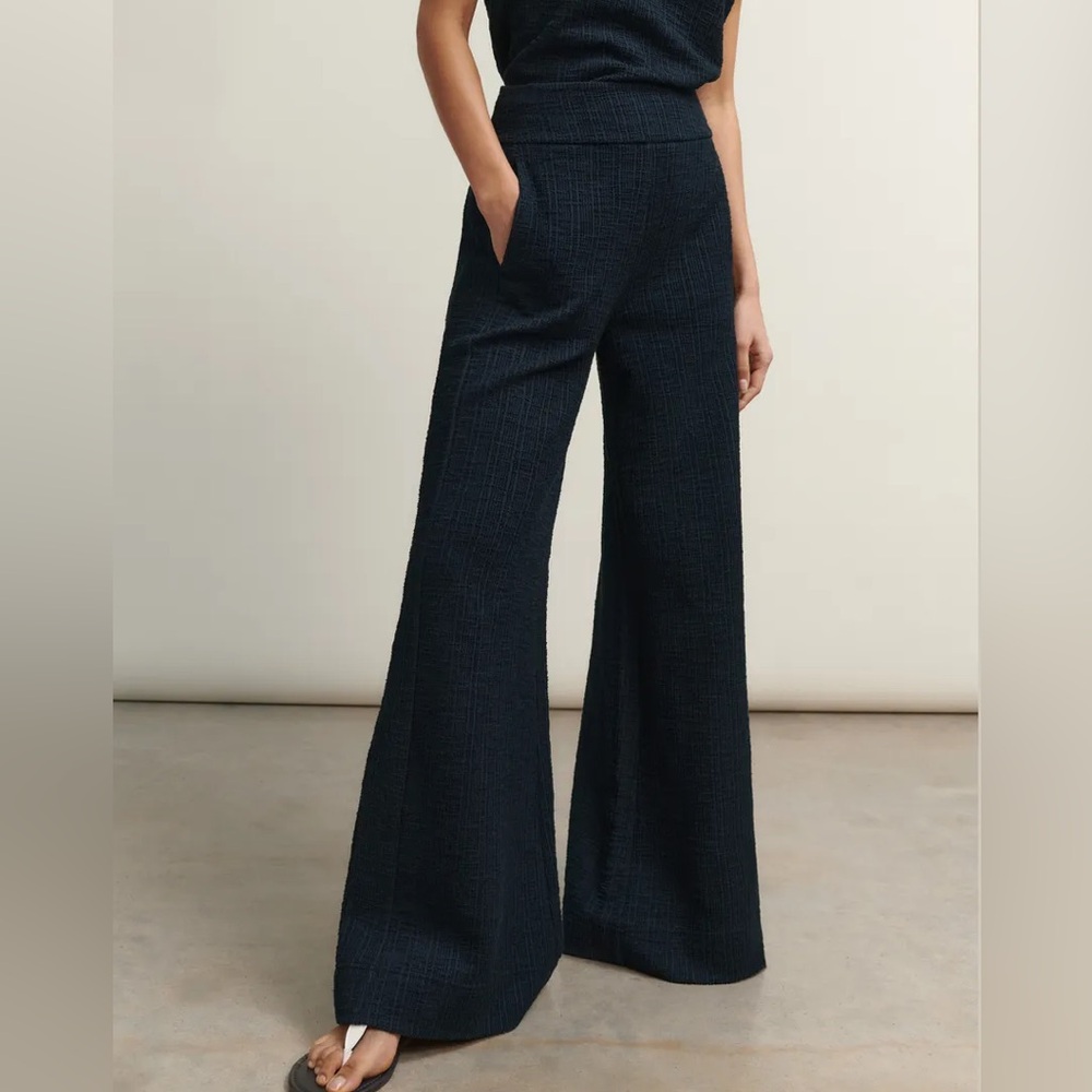 Me+Em • Textured Wide-Leg Palazzo Pant Navy
